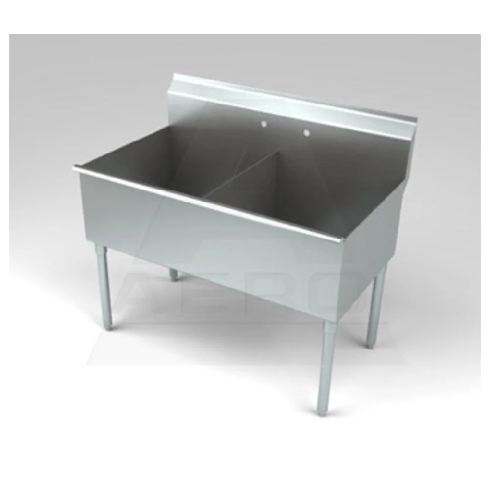 AERO Manufacturing 4S2-1842 84 Inch Economy Sink Two Compartment Stainless Steel with Backsplash AERO Manufacturing 4S2-1842 84 Inch Economy Sink Two Compartment Stainless Steel with Backsplash