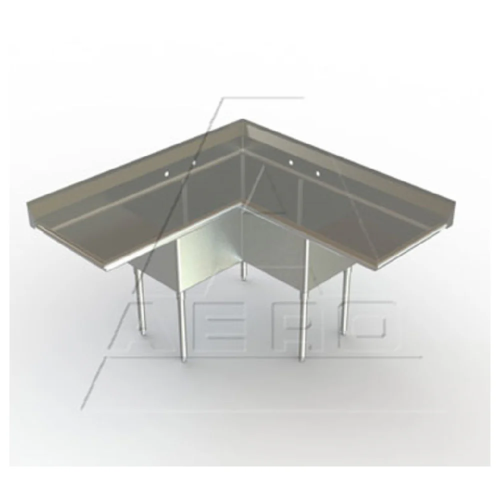 AERO Manufacturing XC3-2020-20LR 20 Inch Corner Sink with Three Compartments and Drainboards