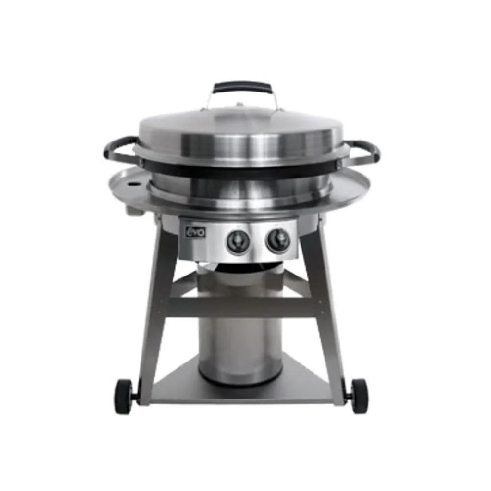 EVO 10-0081-LP 30 Inch Diameter Gas Round Griddle Stainless Steel Cooking Station 48000 BTU with Cleaning Kit and Spatulas