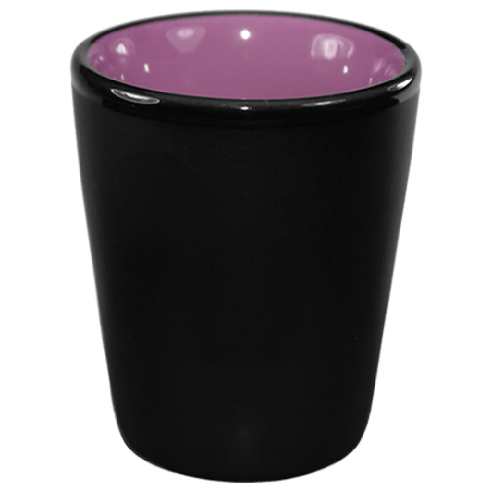 International Tableware 81122-2583/05MF-05C 1-1/2 Oz Shot Cup Round Lead Free Matte Black Purple Interior