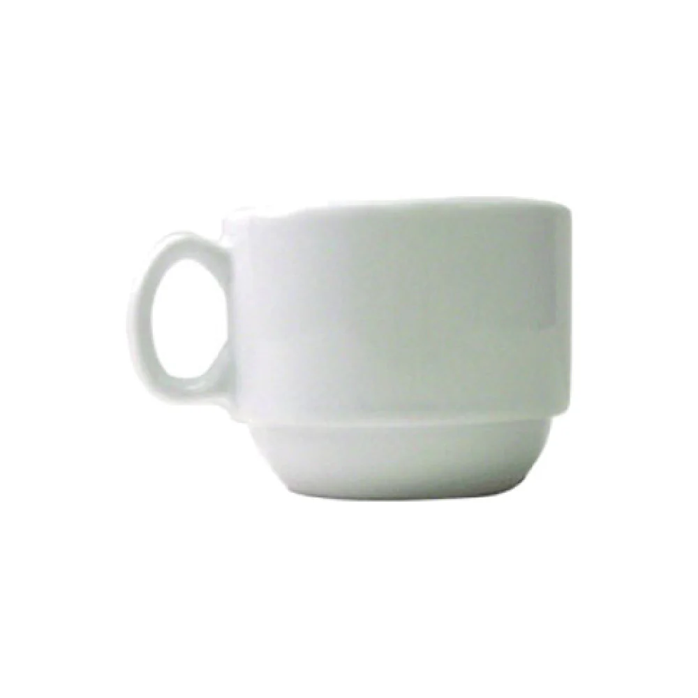 International Tableware BL-23 8 Oz Cup with Handle - Round Porcelain Bright White