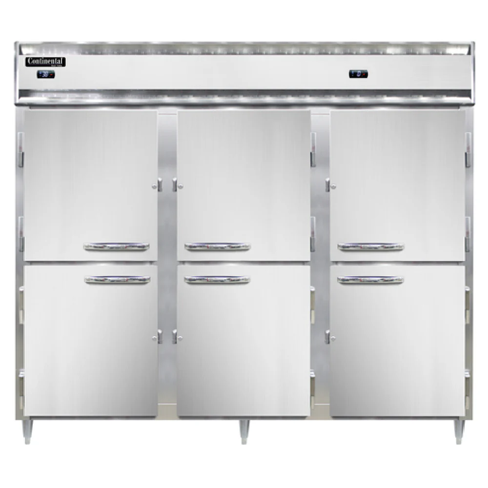 Continental Refrigerator D3RRFENHD 85 Inch Designer Line Reach-In Refrigerator Freezer Three Section with Self-Contained Refrigeration