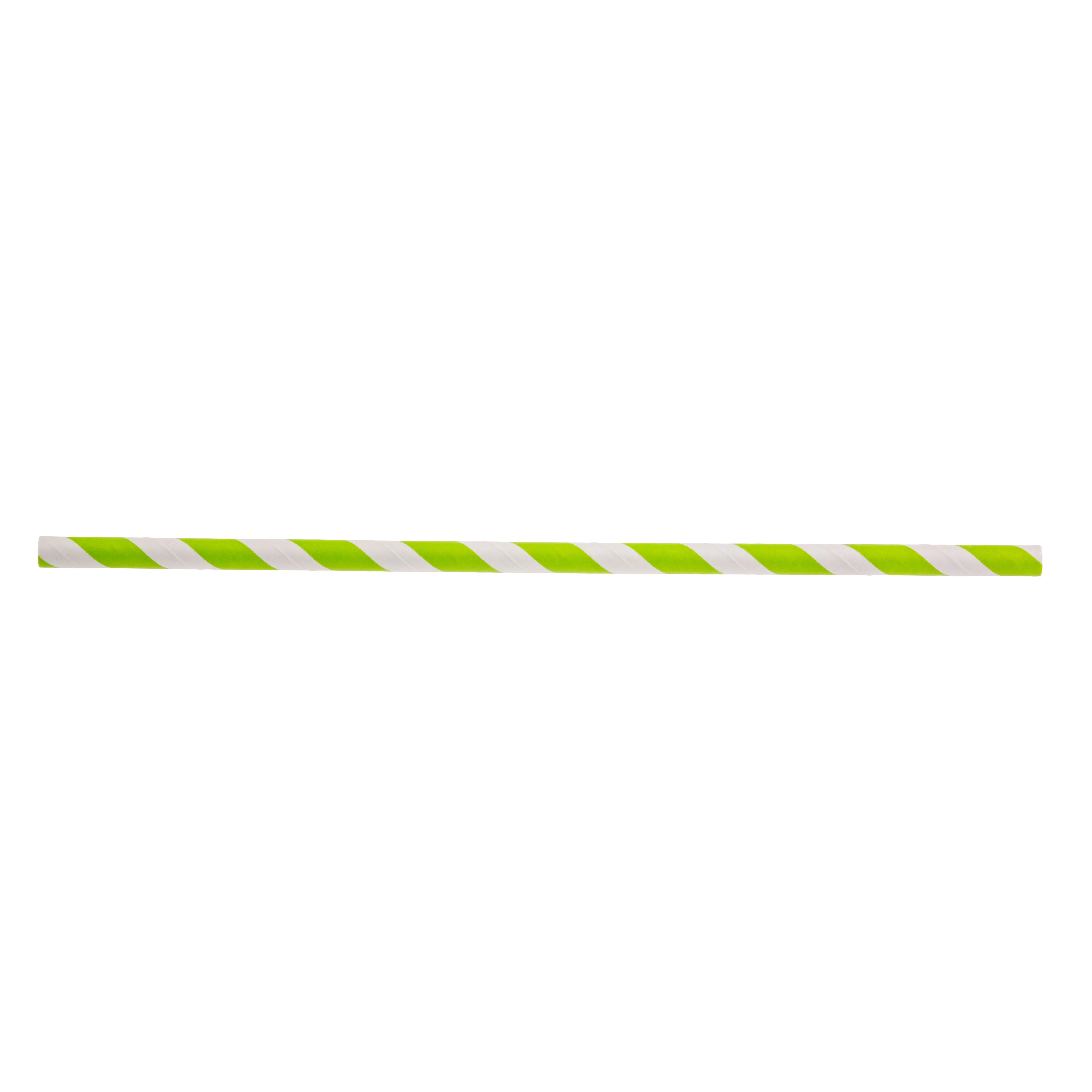 Tablecraft 100117 7-3/4 Inch Straws 6mm Thick Paper Green Striped 500 Packs
