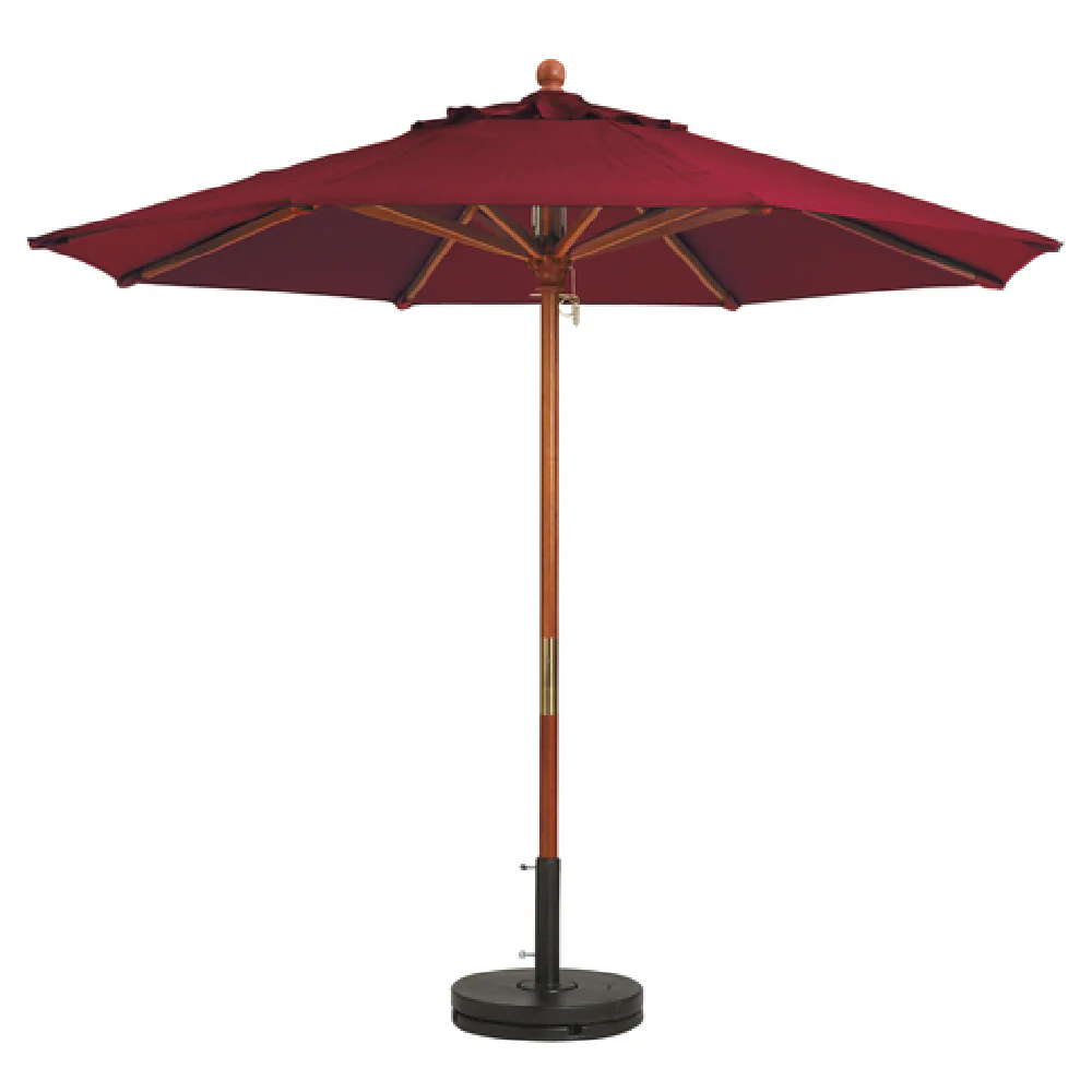 Grosfillex 98912731 9 Ft Market Umbrella Round Top Wooden Pole Burgundy Outdura Fabric Grosfillex 98912731 9 Ft Market Umbrella Round Top Wooden Pole Burgundy Outdura Fabric