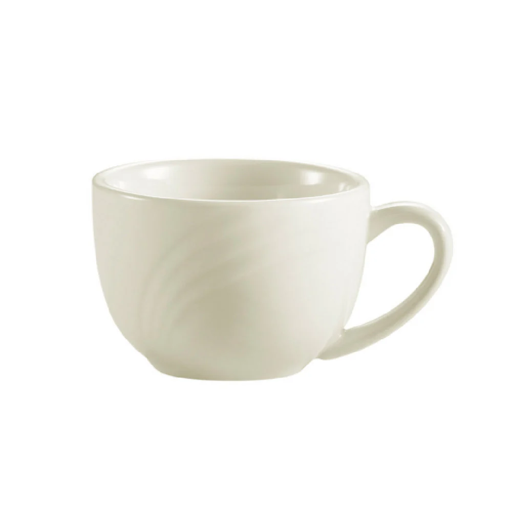 CAC China GAD-1 7 Oz. Coffee Cup Round Embossed Porcelain Bone White
