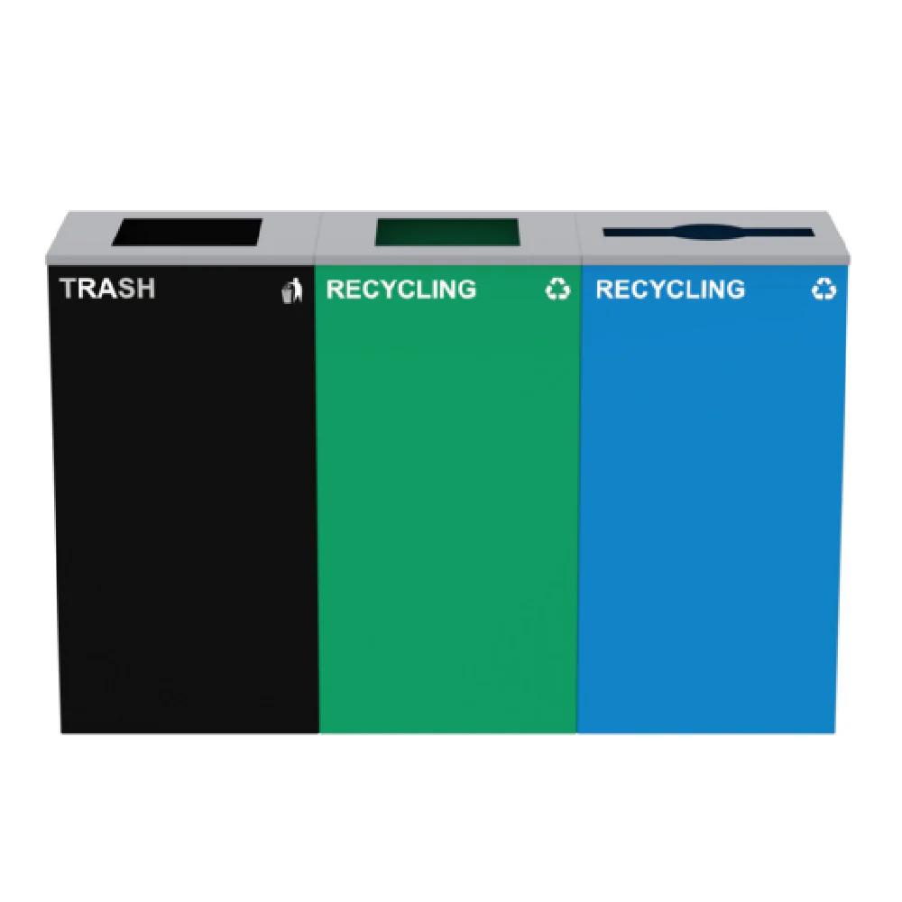 Alpine Industries ALP4450-BLK-KIT26 51 Inch Recycling Receptacle Steel 87 Gallon