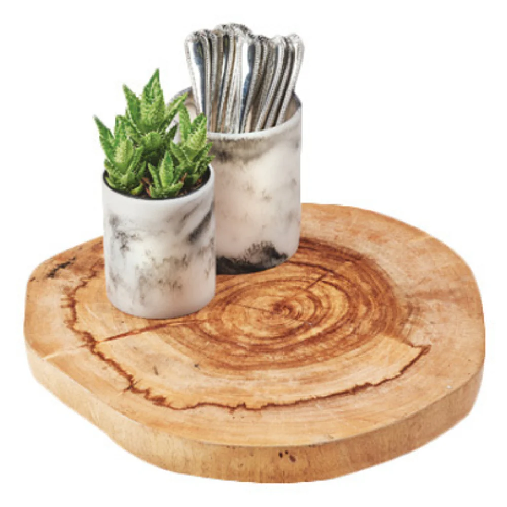 Cal Mil 3556-17 17 Inch Round Serving Tray Hand Wash Wood Cal Mil 3556-17 17 Inch Round Serving Tray Hand Wash Wood