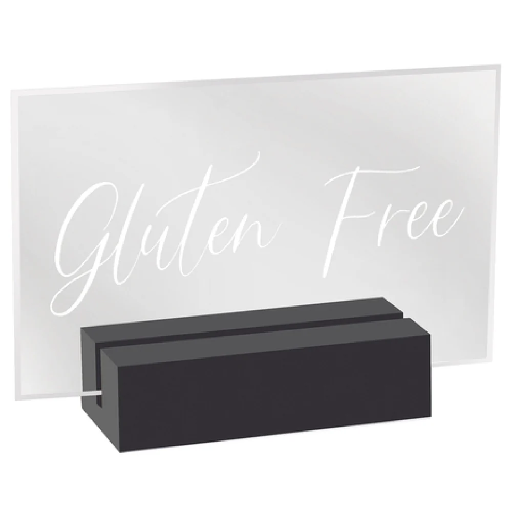 Cal Mil 22336-4-13 3-1/2 Inch Sign Gluten Free Plastic with Black Wood Base Cal Mil 22336-4-13 3-1/2 Inch Sign Gluten Free Plastic with Black Wood Base