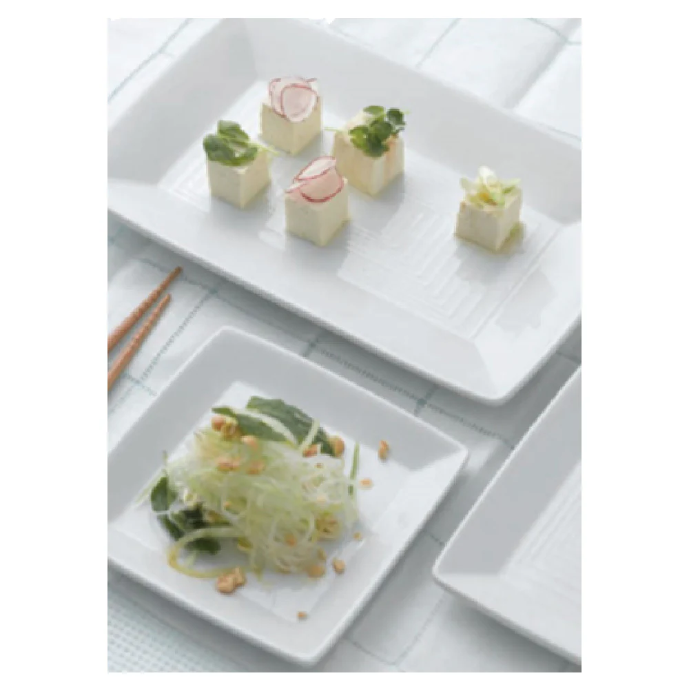 Vertex China ARG-S6 6 Inch Plate Square Embossed Deep Rolled Edge White 3 Packs Vertex China ARG-S6 6 Inch Plate Square Embossed Deep Rolled Edge White 3 Packs