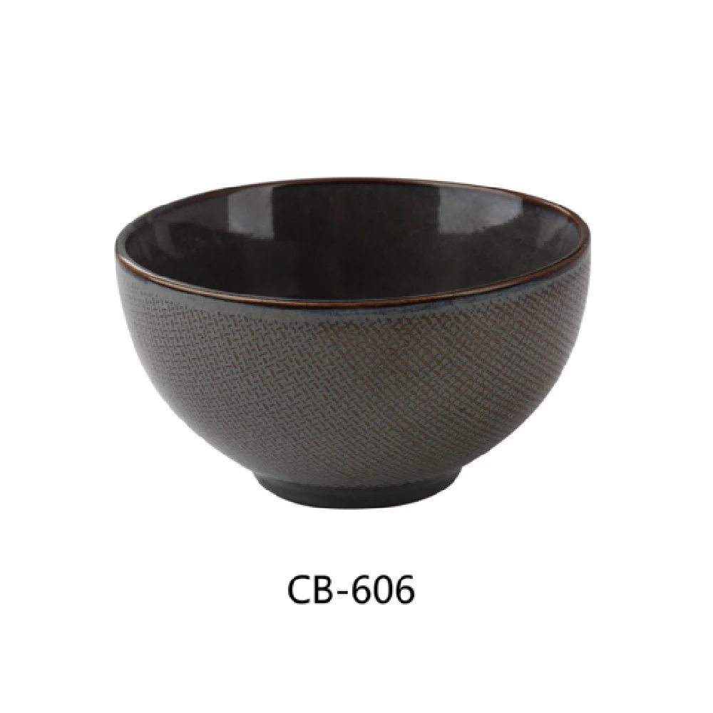 Yanco CB-606 6 Inch Diameter China Cowboy Nappie Bowl with Basket Weave Design