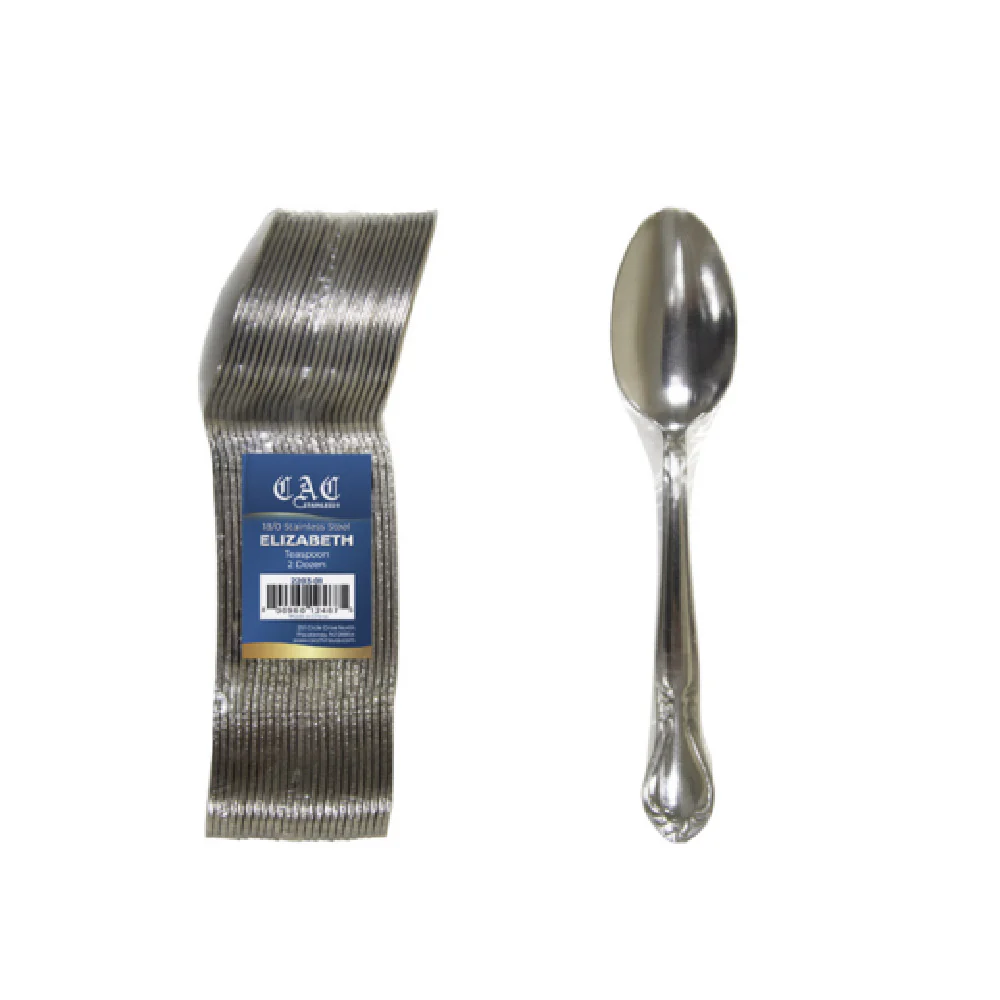 CAC China 2203-01 6 3/8 Inch Elizabeth Teaspoon 18/0 Stainless Steel Frost Finish