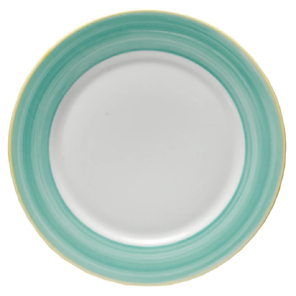 GET Enterprises PA1603902724 10-5/8 Inch Round Plate Porcelain Yellow Edge GET Enterprises PA1603902724 10-5/8 Inch Round Plate Porcelain Yellow Edge