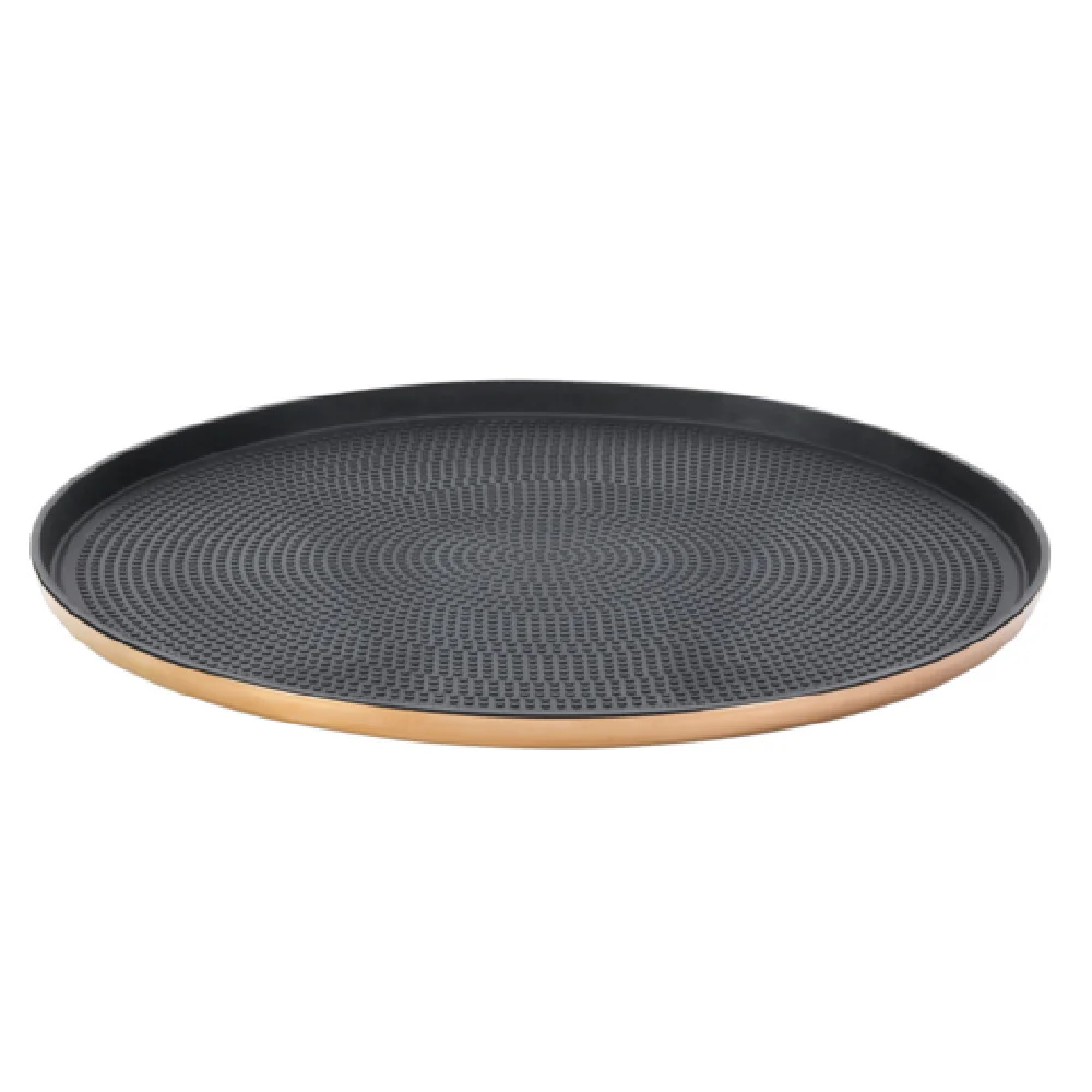 Service Ideas TRME14RIRG 14.75 Inch Insert Tray Non-slip Black Silicone Rubber Polished Rose Gold Finish