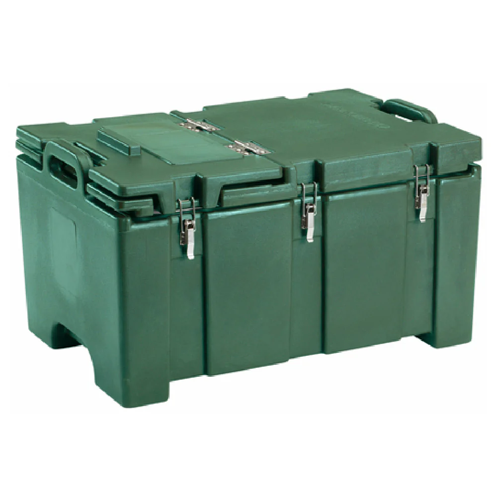 Cambro 100MPCHL519 40 Quart Insulated Food Carrier Polyethylene Kentucky Green with Hinged Lid