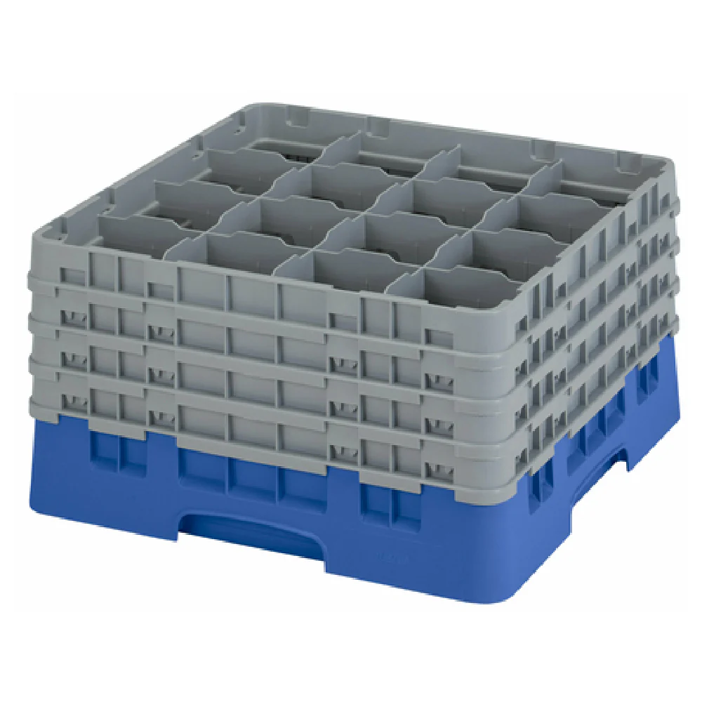 Cambro 16S900168 19-3/4 Inch with 4 Extenders Full Size Glass Rack Blue