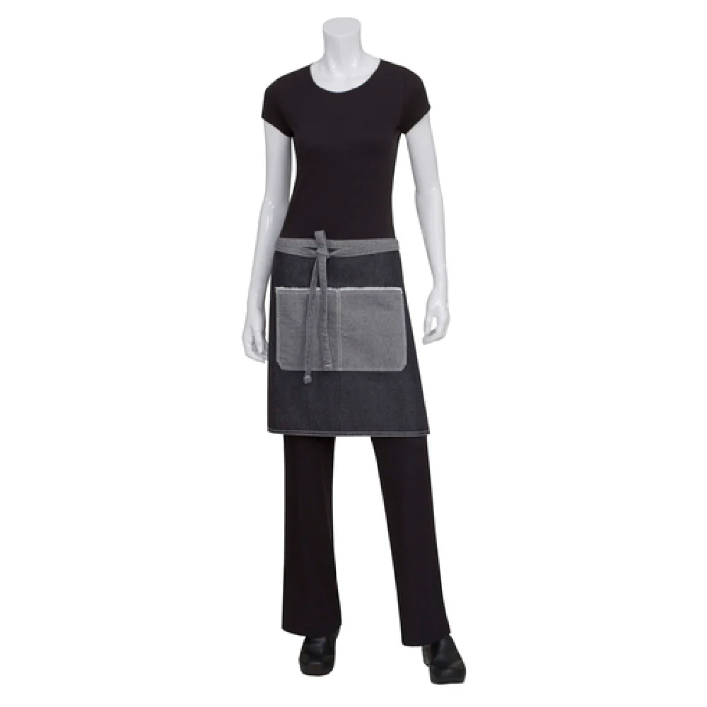Chef Works AW044BLK0 19 Inch Half Length Waist Apron with Double Pockets Black Cotton Denim Chef Works AW044BLK0 19 Inch Half Length Waist Apron with Double Pockets Black Cotton Denim