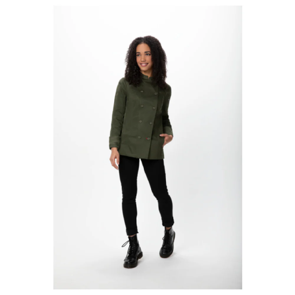 Chef Works CBN01W-OLI-XL 37 Inch Women's Mojave Chef Coat with Long Sleeves Olive