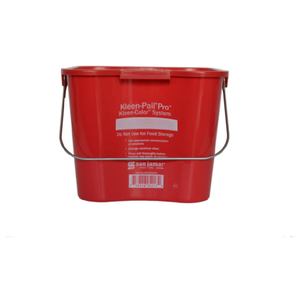 San Jamar KPP196KCRD 6 Qt Bucket NSF Red Plastic Rounded Corners with Molded Handles San Jamar KPP196KCRD 6 Qt Bucket NSF Red Plastic Rounded Corners with Molded Handles