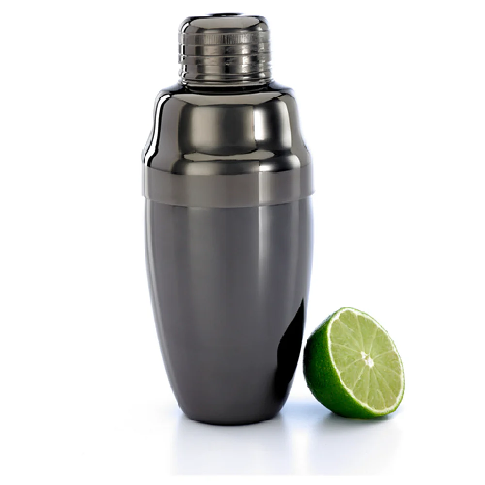 Mercer Culinary M37038BK 18 Oz Bar Cocktail Shaker 3-piece Heavy Duty Stainless Steel Gun Metal Black Finish