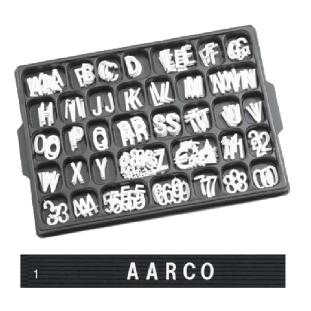 Aarco HFD1.0 1 Inch Helvetica Typeface Letter Set with Assortment Tray White