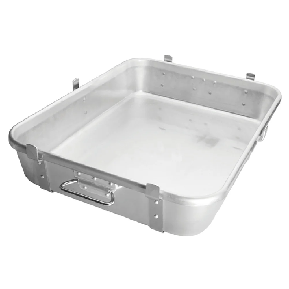 Winco ALRP-1824L 24 Inch Double Roast Pan Heavy-Duty Aluminum with Straps and Lugs