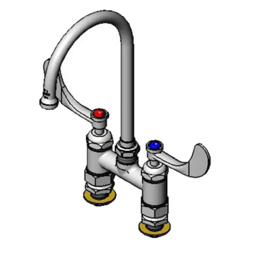 T&S Brass B-0325-CC-CR-W4 4 Inch Centers Mixing Faucet Deck Mount Chrome Plated Brass with Gooseneck Spout