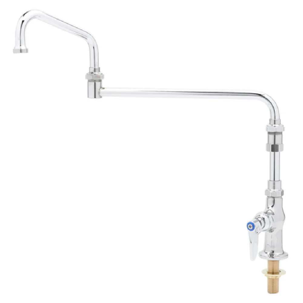 T&S Brass B-0319-01 18 Inch Deck Mounted Swing Nozzle Pantry Faucet Stainless Steel with Low Lead and ADA Compliant