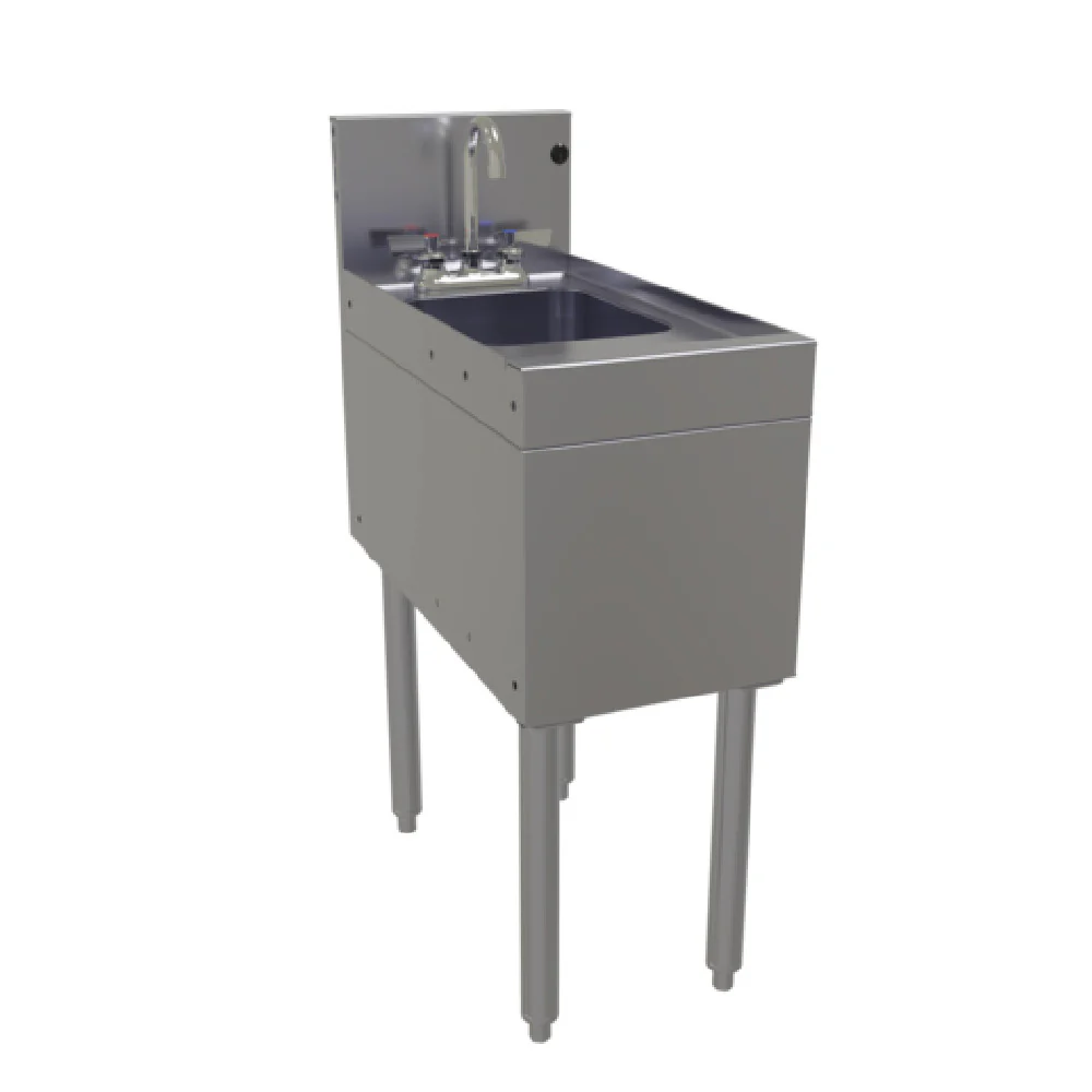 Glastender HSB-12 12 Inch Underbar Hand Sink Unit Free Standing Stainless Steel with Deck Mount Faucet Glastender HSB-12 12 Inch Underbar Hand Sink Unit Free Standing Stainless Steel with Deck Mount Faucet