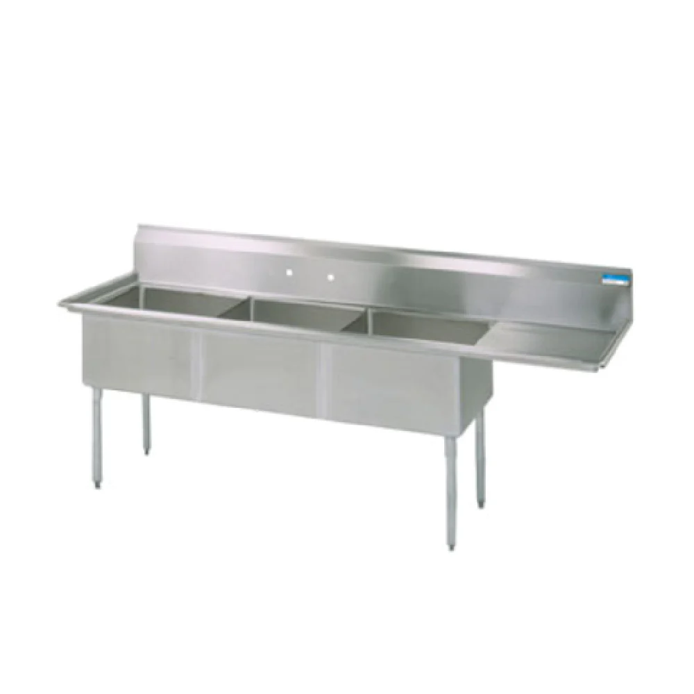 BK Resources BKS-3-18-12-18RS Sink 74-1/2 Inch with 18 Inch Drainboard and NSF BK Resources BKS-3-18-12-18RS Sink 74-1/2 Inch with 18 Inch Drainboard and NSF