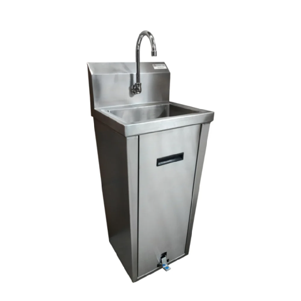 NBR Equipment HS2-W1-PD 14 Inch Handsink Pedestal Mounted with Faucet and Crumb Cup