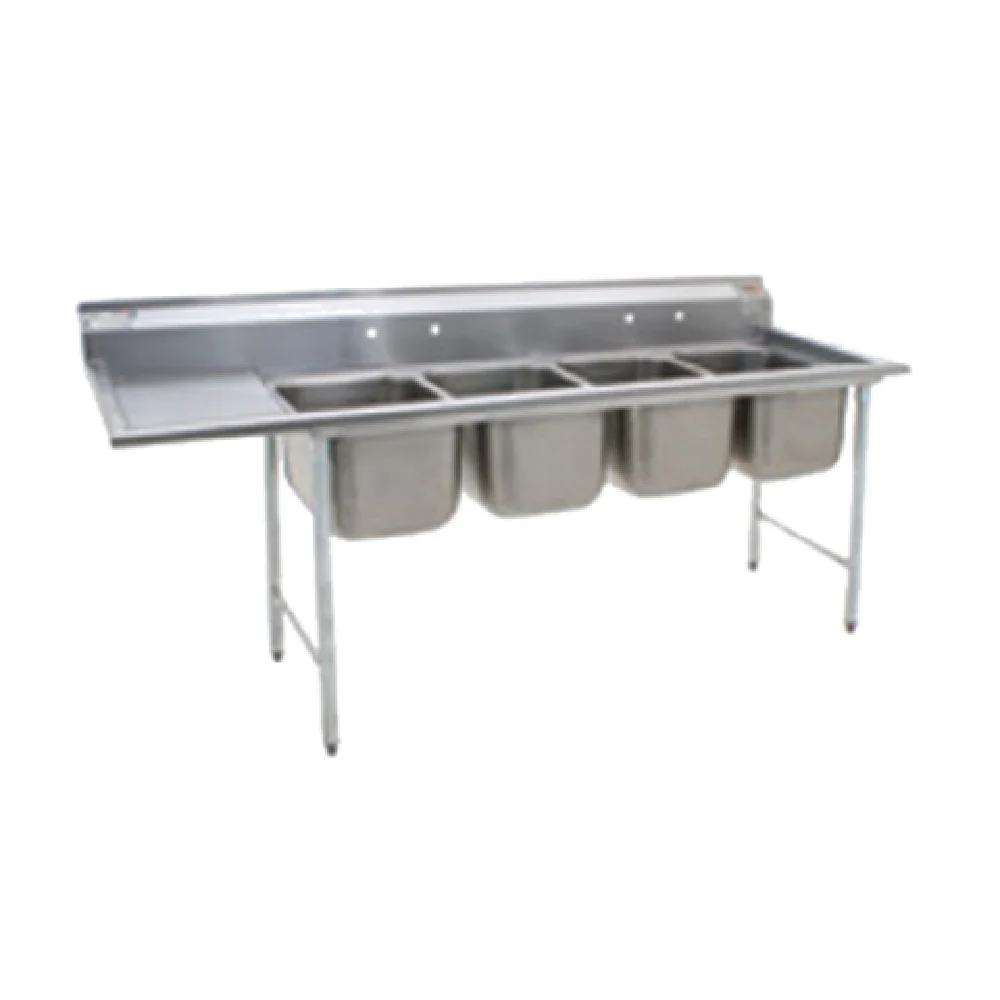 Eagle 414-18-4-18R 100-3/4 Inch with Right Hand Drainboard Sink 430 Stainless Steel Four Compartment Eagle 414-18-4-18R 100-3/4 Inch with Right Hand Drainboard Sink 430 Stainless Steel Four Compartment