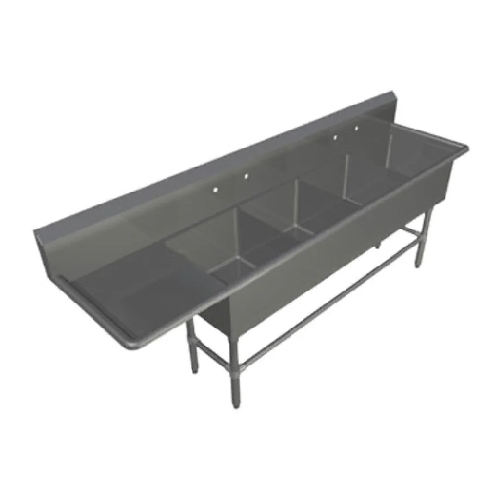 John Boos 44PB244-1D24L 124-3/16 Inch Pro-Bowl Sink 14 Gauge with Four Compartments John Boos 44PB244-1D24L 124-3/16 Inch Pro-Bowl Sink 14 Gauge with Four Compartments