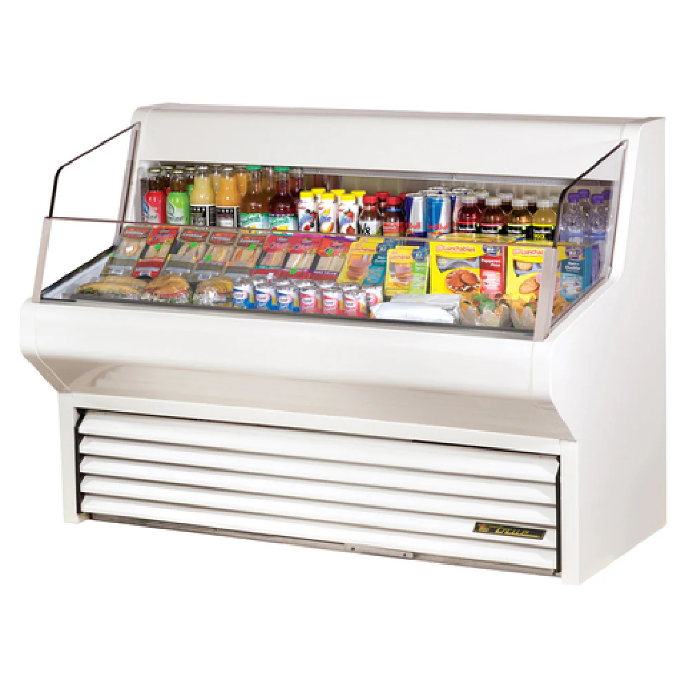 True Refrigeration THAC-60-LD 60-1/8 Inch Horizontal Air Curtain Merchandiser Self-contained Refrigeration Stainless Steel Deck Pans LED Lighting