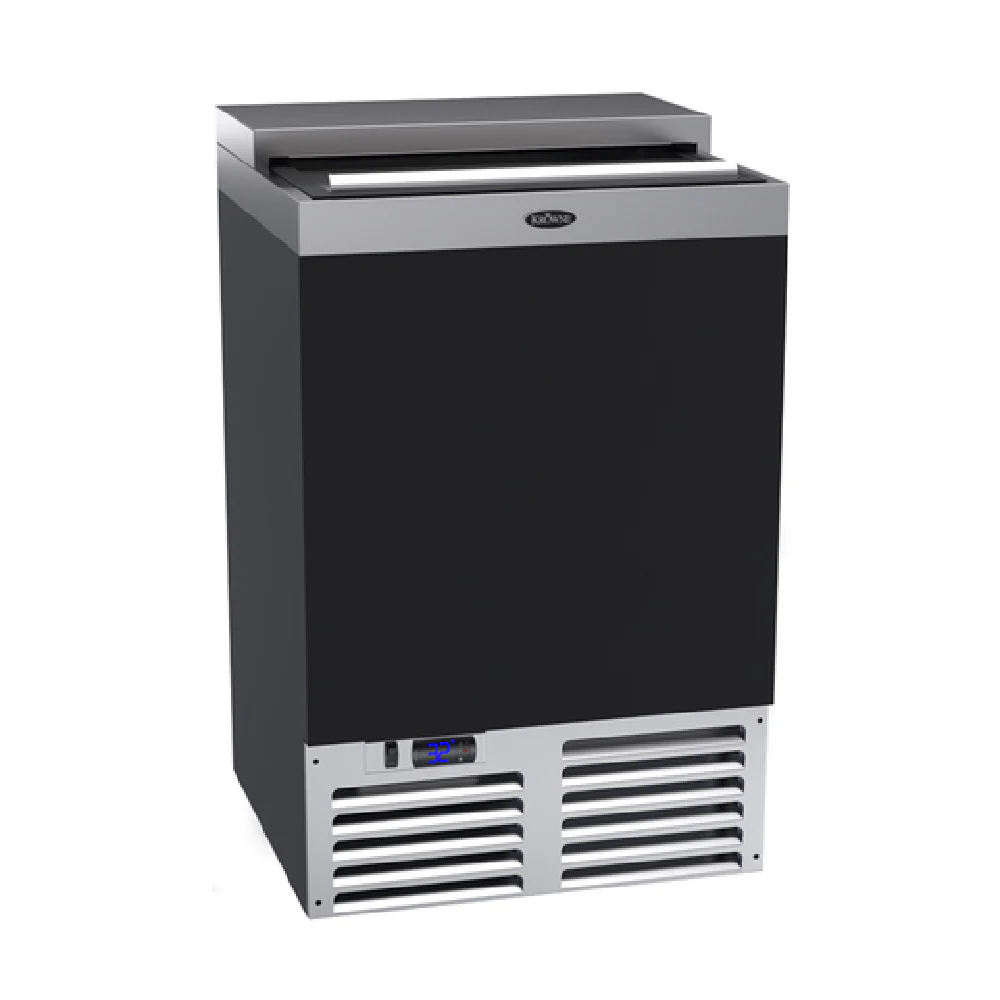 Krowne MC24B 24 Inch Underbar Glass Froster Sliding Door Stainless Steel and Vinyl