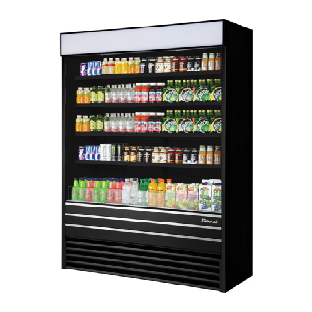 Turbo Air TOM-60EB-A-N 60 Inch Vertical Air Curtain Open Display Merchandiser 28.6 Cu Ft Capacity with 4 Tier Shelves Black Finish Turbo Air TOM-60EB-A-N 60 Inch Vertical Air Curtain Open Display Merchandiser 28.6 Cu Ft Capacity with 4 Tier Shelves Black Finish