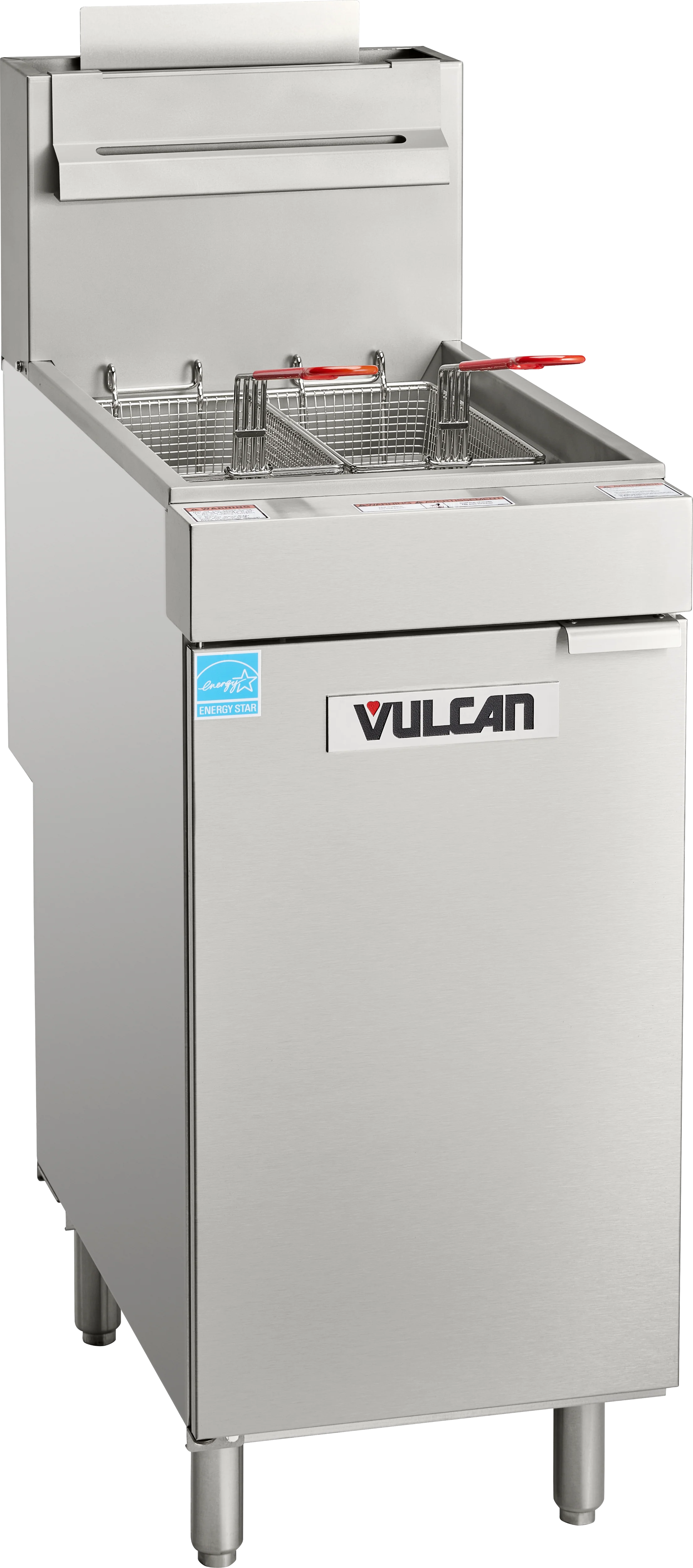 Vulcan 1VEG35M_NAT 15-1/2 Inch Gas Floor Model Fryer Stainless Steel with Twin Fry Baskets 70000 BTU Vulcan 1VEG35M_NAT 15-1/2 Inch Gas Floor Model Fryer Stainless Steel with Twin Fry Baskets 70000 BTU