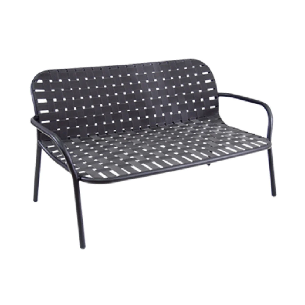 emuamericas, llc 531 54-1/2 Inch Yard Love Seat Woven Elastic Straps Aluminum emuamericas, llc 531 54-1/2 Inch Yard Love Seat Woven Elastic Straps Aluminum