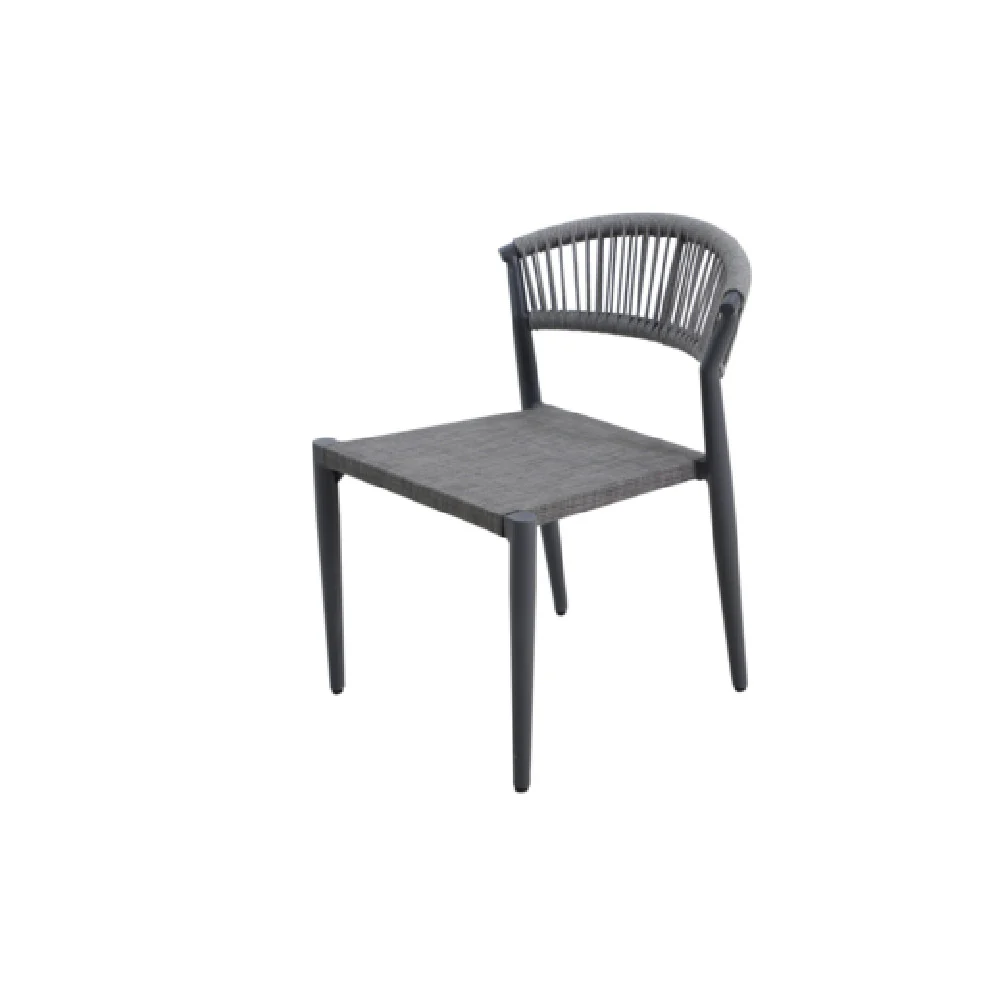 Plantation Prestige Commercial Furniture 8230700-0455 Chair Side Outdoor Stackable Gunmetal Finish with Grey Sling Seat