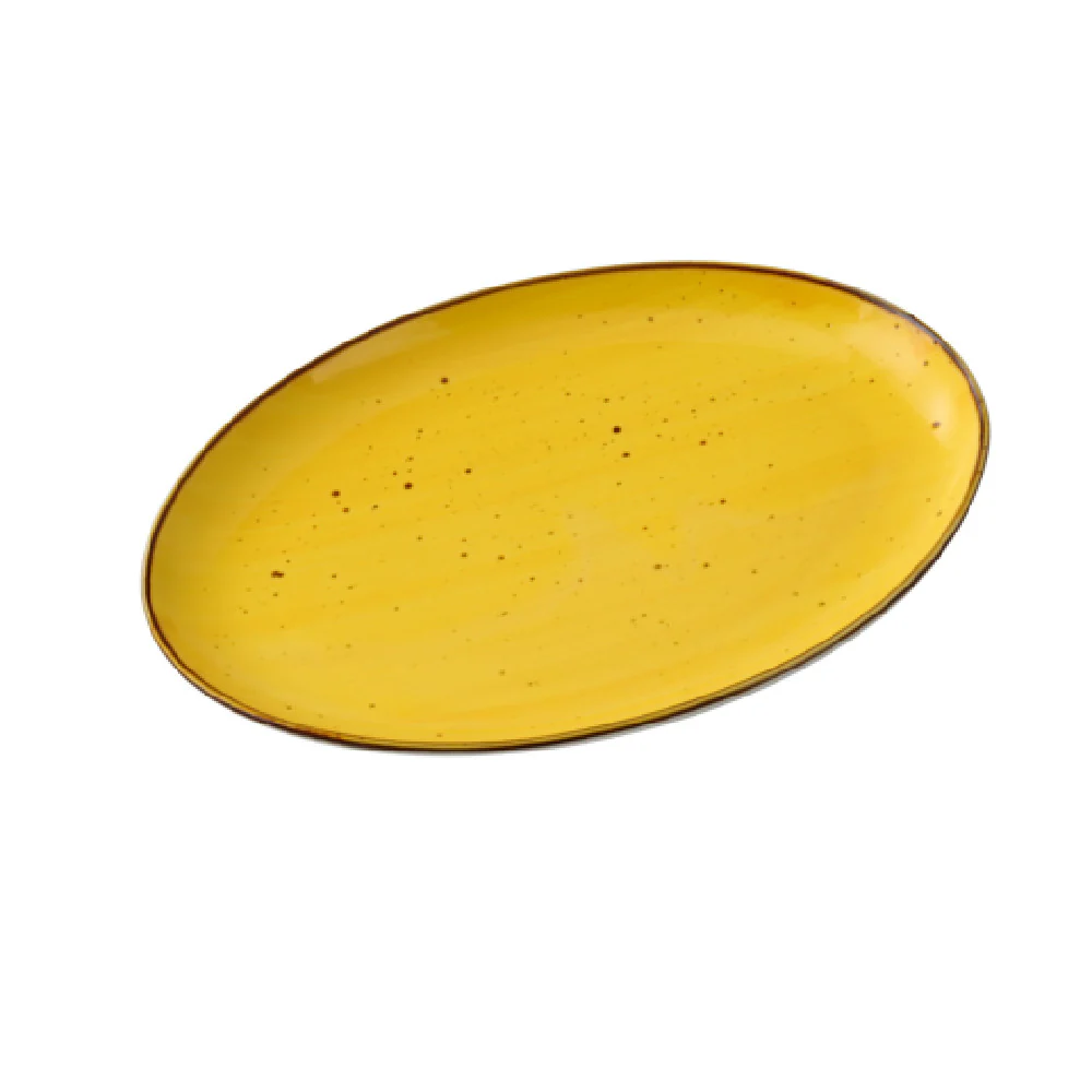 Yanco LY-2110YL 7 Inch Oval Coupe Porcelain Platter Yellow - 2 Dozen Packs Yanco LY-2110YL 7 Inch Oval Coupe Porcelain Platter Yellow - 2 Dozen Packs