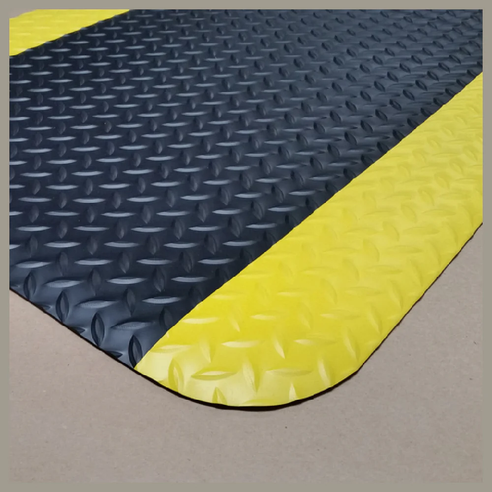 Cactus Mat 1053-23_BLACK 2' x 3' Anti-Fatigue Floor Mat with Yellow Safety Edge Vinyl