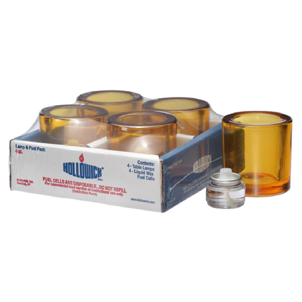 Hollowick 5140A-4 2-3/4 Inch Tealight Lamp Amber Thick Glass with HD8 Fuel Cells Hollowick 5140A-4 2-3/4 Inch Tealight Lamp Amber Thick Glass with HD8 Fuel Cells