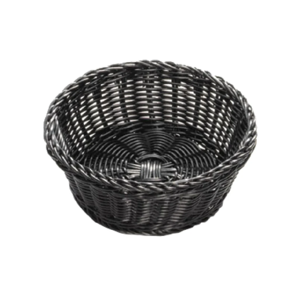 Tablecraft M2475 8-1/4 Inch Round Basket Hand-Woven Black Polypropylene Tablecraft M2475 8-1/4 Inch Round Basket Hand-Woven Black Polypropylene