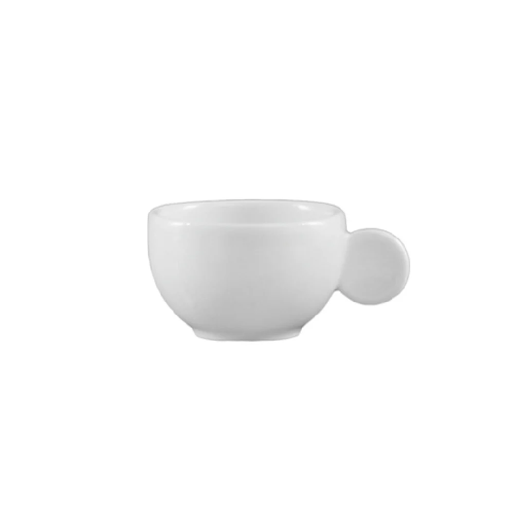 CAC China RCN-37A 3 Oz. Round Demitasse Cup with Moon Shaped Handle Porcelain