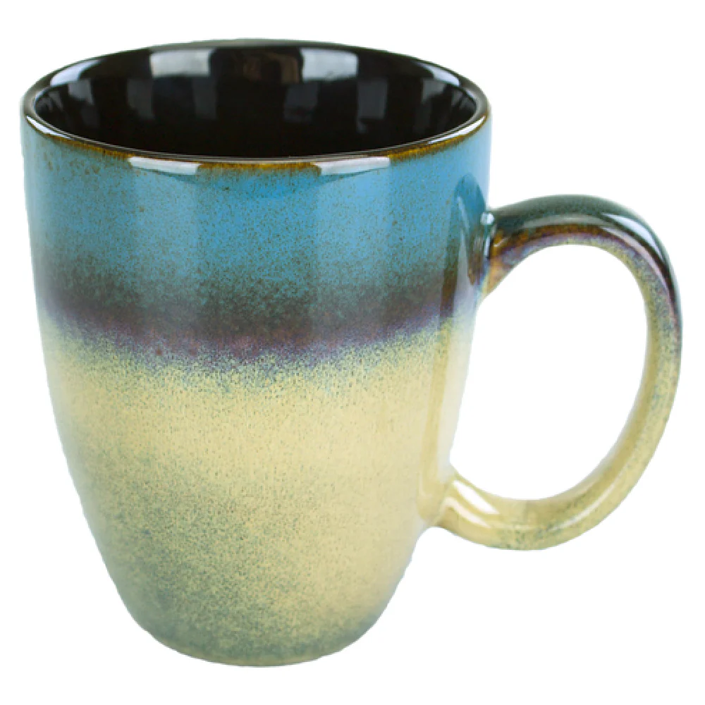 International Tableware 4415-147 15 Oz Cup Reactive Glaze Ceramic Blue Tan
