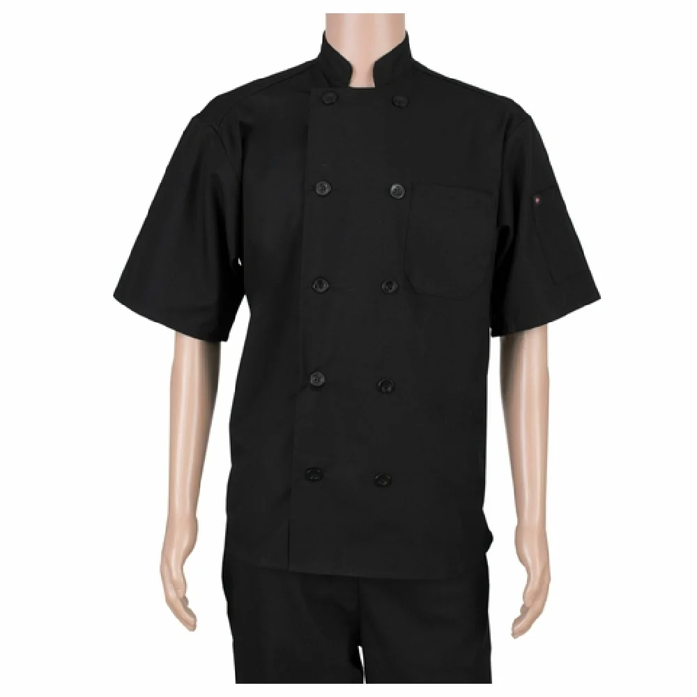 John Ritzenthaler Company RZPMCOATBK4X Chef Coat 4XL Black Short Sleeve