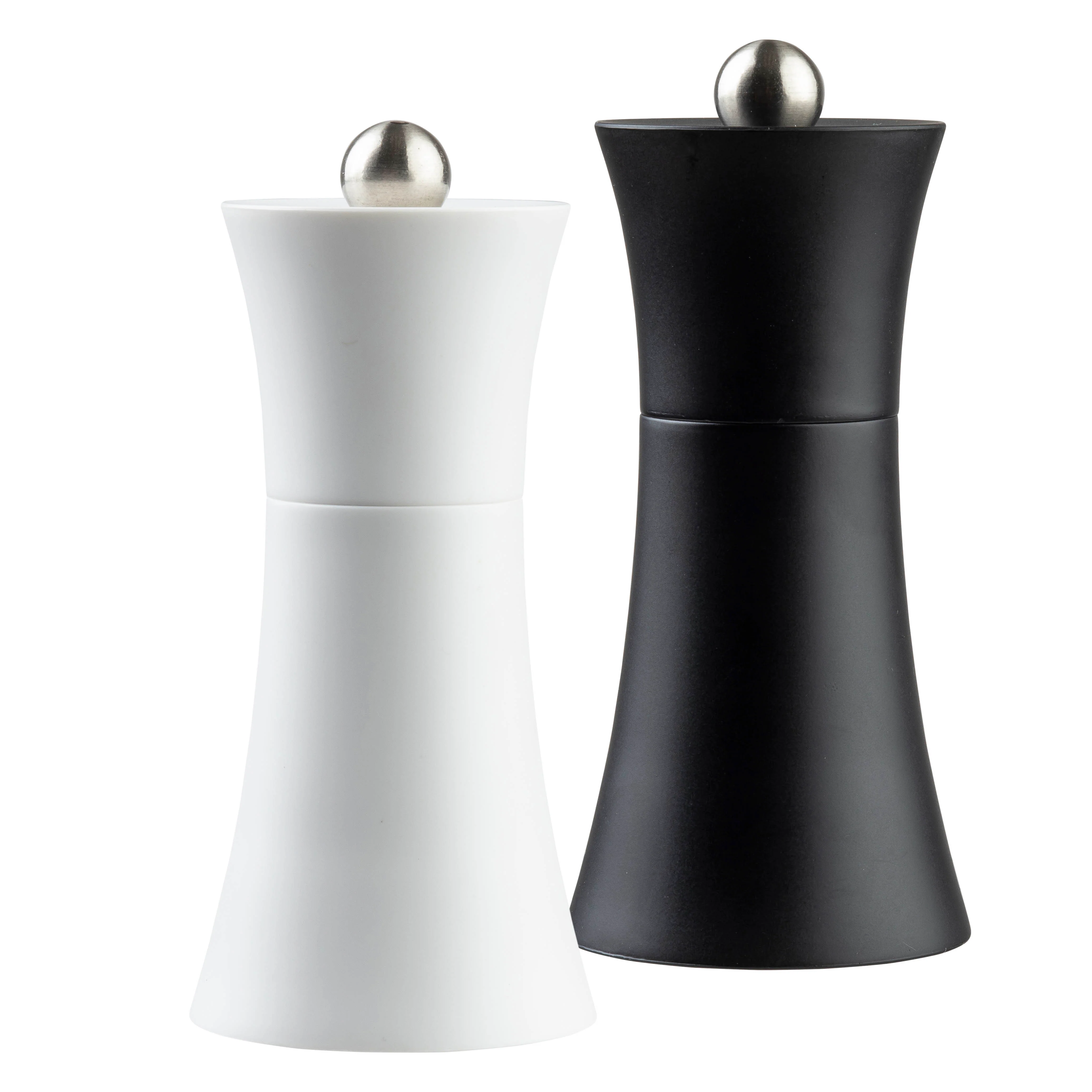 Tablecraft 10925 5 Inch Salt and Pepper Mill Set Hand Wash Only Acrylic Black and White