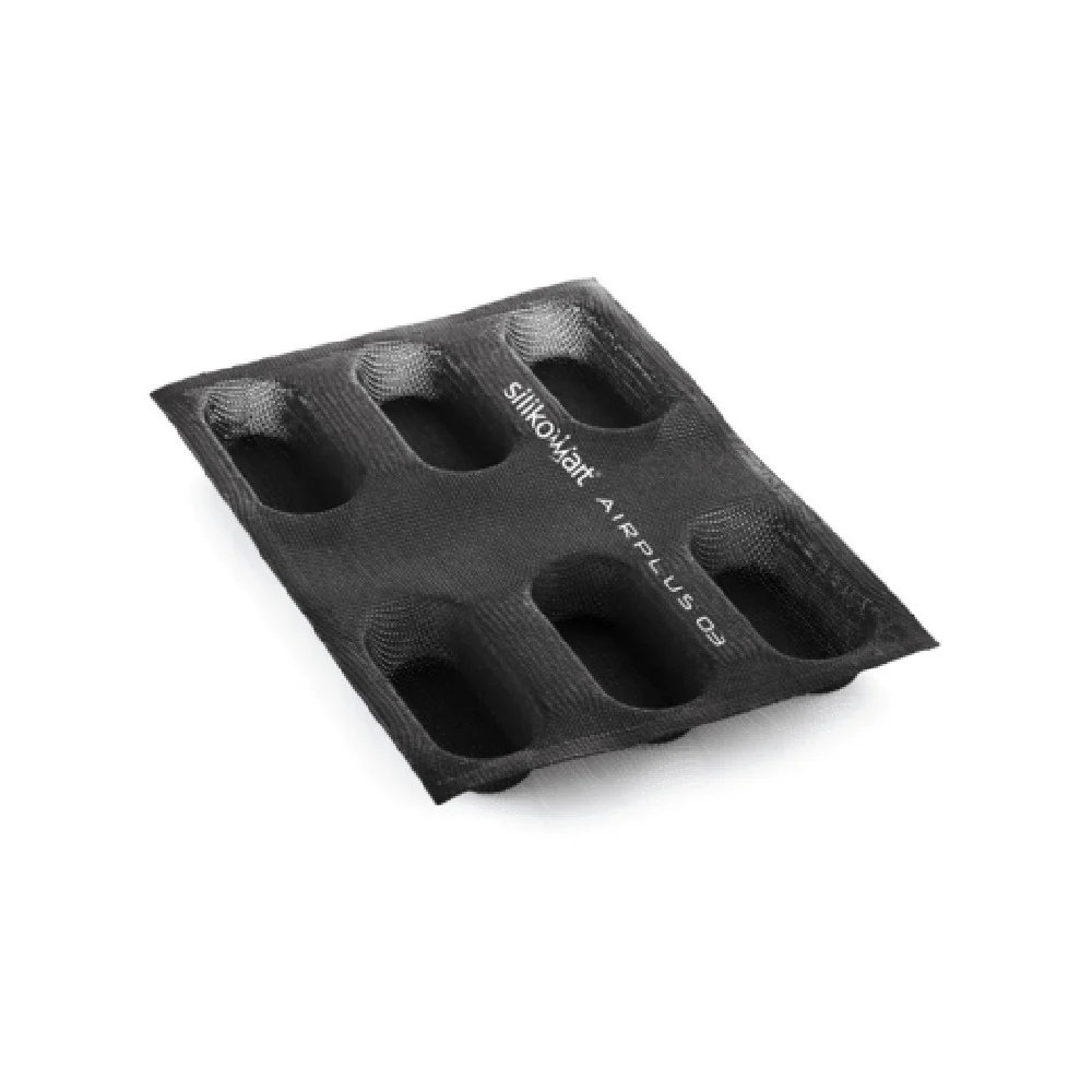 Louis Tellier AIR PLUS 03 12 Inch Air Plus Mini Plum Cake Silicone Mold - 6 Compartments