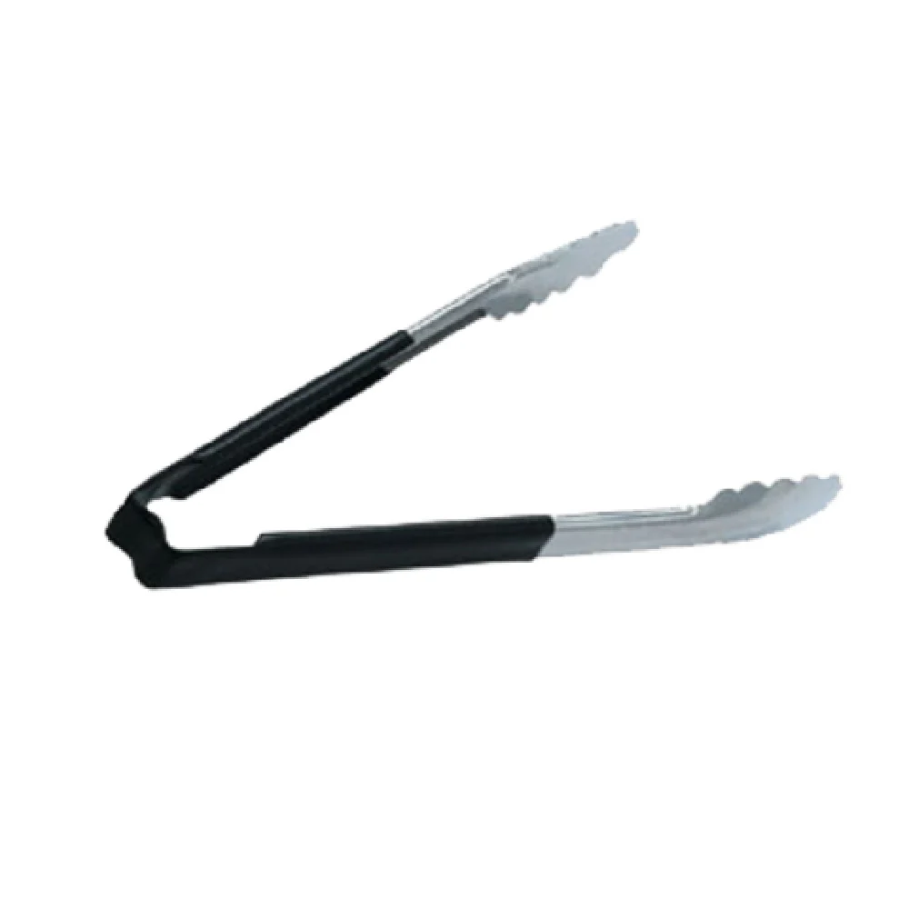 Vollrath 4780920 9-1/2 Inch Utility Tongs with Scalloped Teeth Stainless Steel Black Handle
