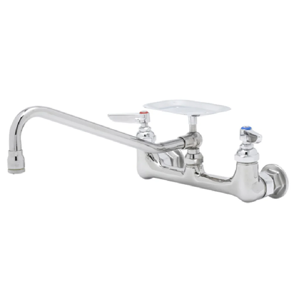T&S Brass B-0233-03 12 Inch Sink Mixing Faucet Wall Mounted with Soap Dish Nozzle