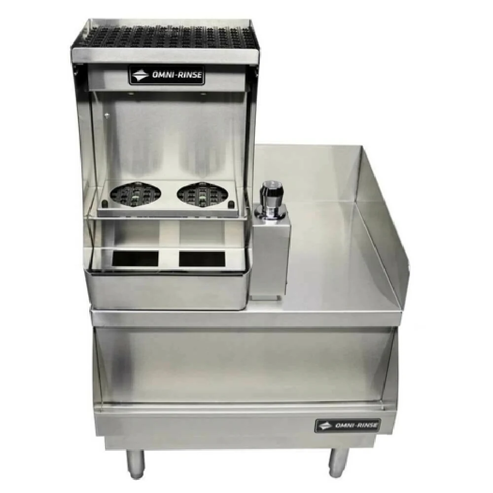 Omni-Rinse LLC BTRS1-US1 23-3/4 Inch Warm-Water Rinse Station Stainless Steel with Ice Dump Area